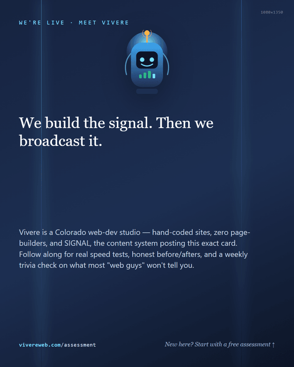Vivere welcome card — introducing the SIGNAL pilot account